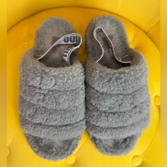 UGG Women's Fluff Yeah Women's Slide Wedge Sandals - Charcoal - Picture 1 of 8